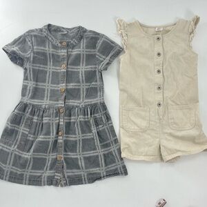 Bundle of‎ 2 Wonder Nation Cotton Romper / Dresses neutral minimalist size 6/ 6X